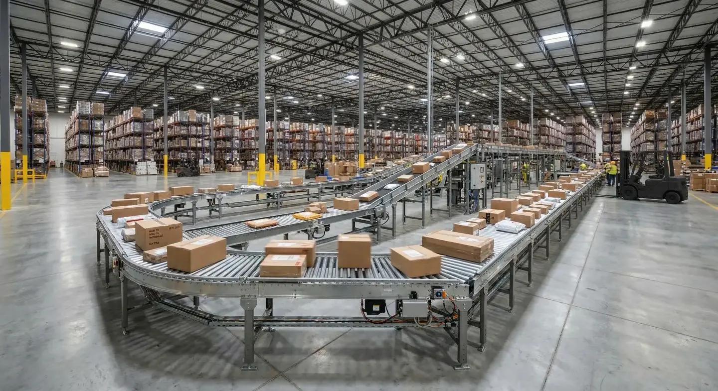 Roller conveyor supplied for a Houston-metro warehouse
