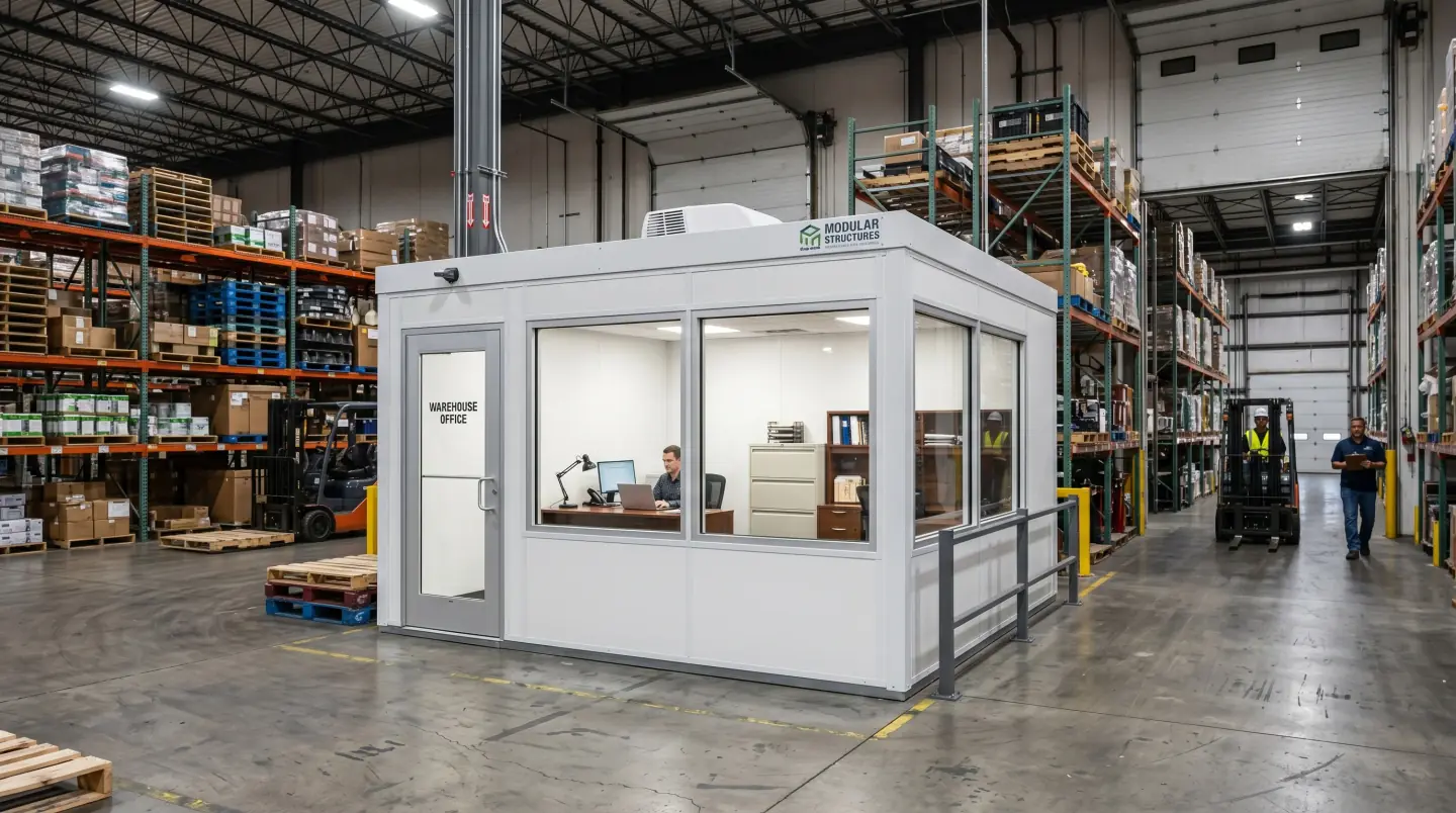 Modular in-plant office inside a Houston-area warehouse