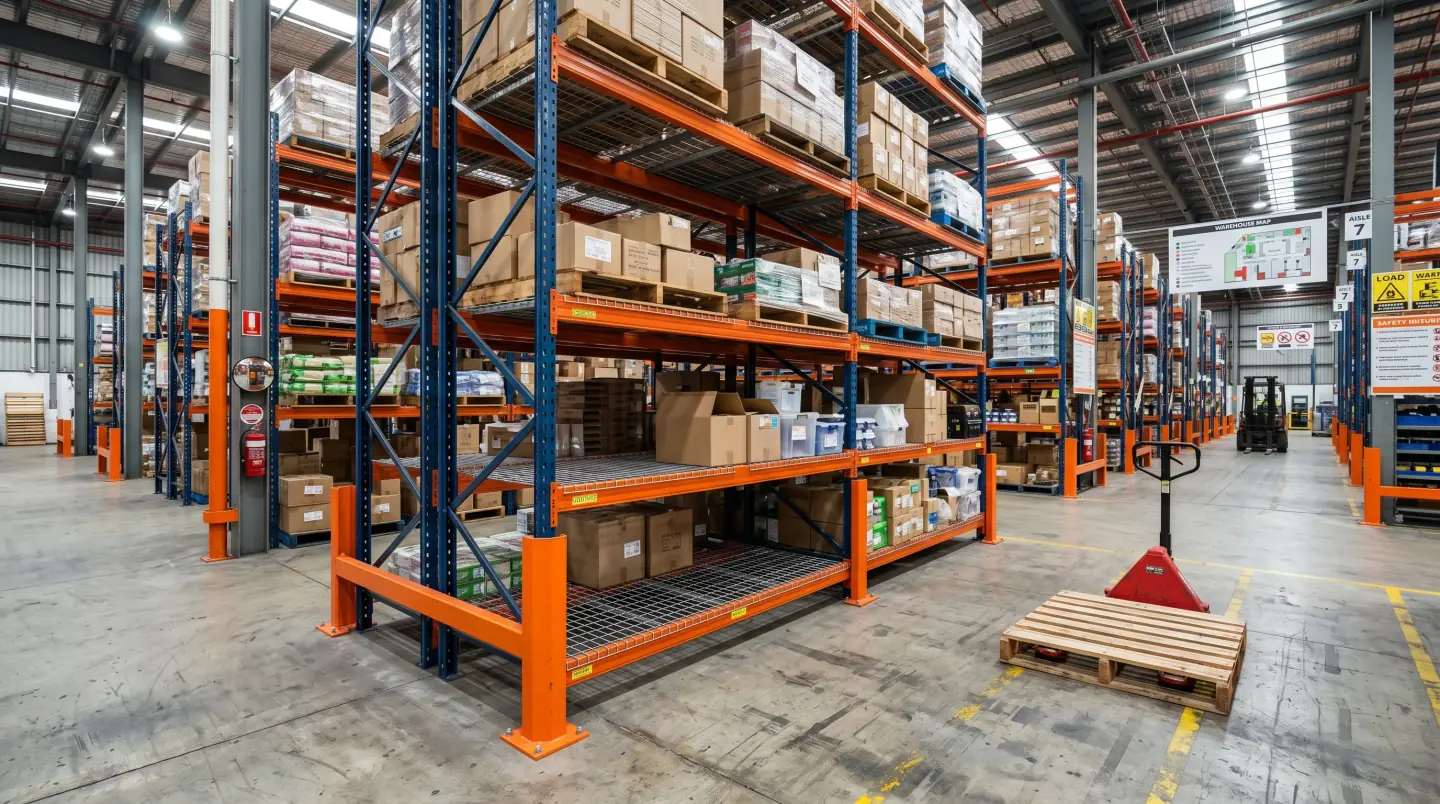 Rack accessories and warehouse equipment in a Southeast Texas facility