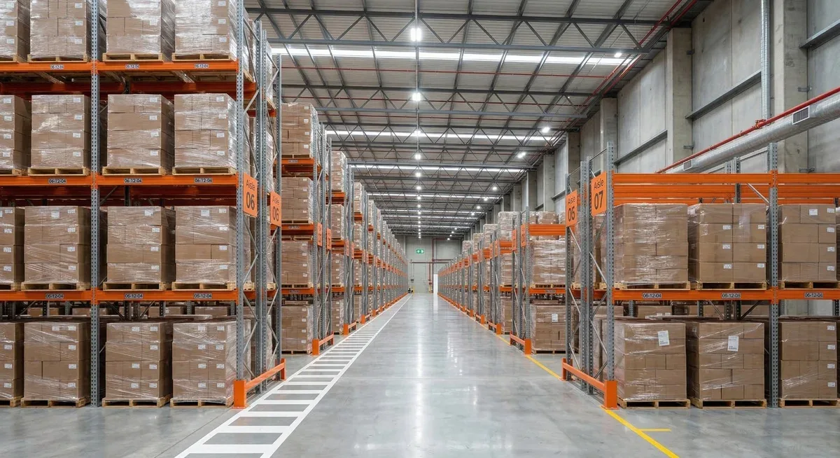 Permitted layout with aisle striping and flue spaces kept clear